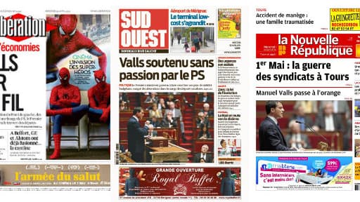 "Libération", "Sud Ouest" et la "Nouvelle République" des Pyrénées consacrent leur une à Manuel Valls