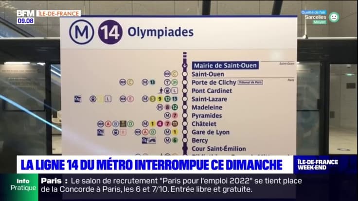 Île-de-France: la ligne 14 du métro interrompue ce dimanche