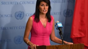 L'ambassadrice américaine à l'ONU, Nikki Haley lors d'une conférence de presse le 25 août 2017 à New York (image d'illustration)