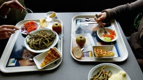 Plateau de déjeuner dans une cantine - image d'illustration