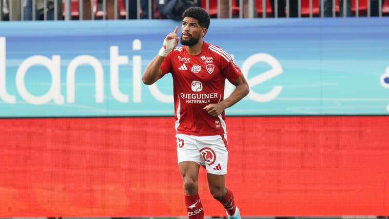 Mahdi Camara auteur de l'ouverture du score pour Brest, troisième journée de Ligue 1, 31 août 2024