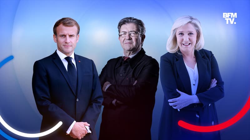 Emmanuel Macron, Jean-Luc Mélenchon et Marine Le Pen.
