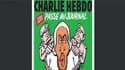 La caricature en UNE du magazine Charlie Hebdo : Peter Chérif enchaîné, accompagné de la mention "Passe au journal quand tu auras cinq minutes"