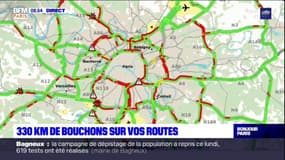 Île-de-France: 330 kilomètres de bouchons sur les routes ce mardi