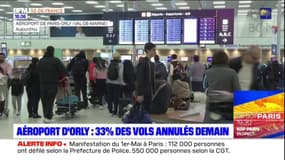 Aéroport d'Orly: 33% des vols annulés ce mardi