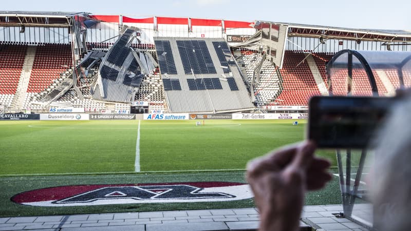 Le stade endommagé de l'AZ Alkmaar, le 10 août 2019
