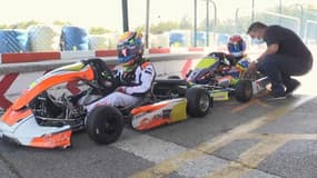 Des enfants sur la piste du karting d'Anneville-Ambourville, le 9 septembre 2020