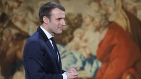 Emmanuel Macron après ses voeux à la presse à l'Elysée le 3 janvier 2018 à Paris. 