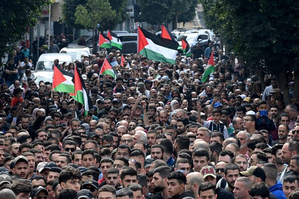 Une manifestation de soutien à la Palestine à Ramallah, en Cisjordanie, le 18 octobre 2023.