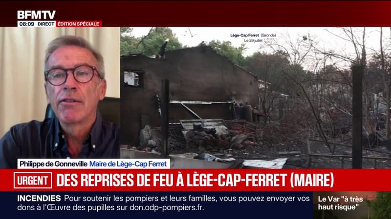 Incendie en Gironde: le maire de Lège-Cap Ferret évoque "quelques reprises de feu" durant la nuit