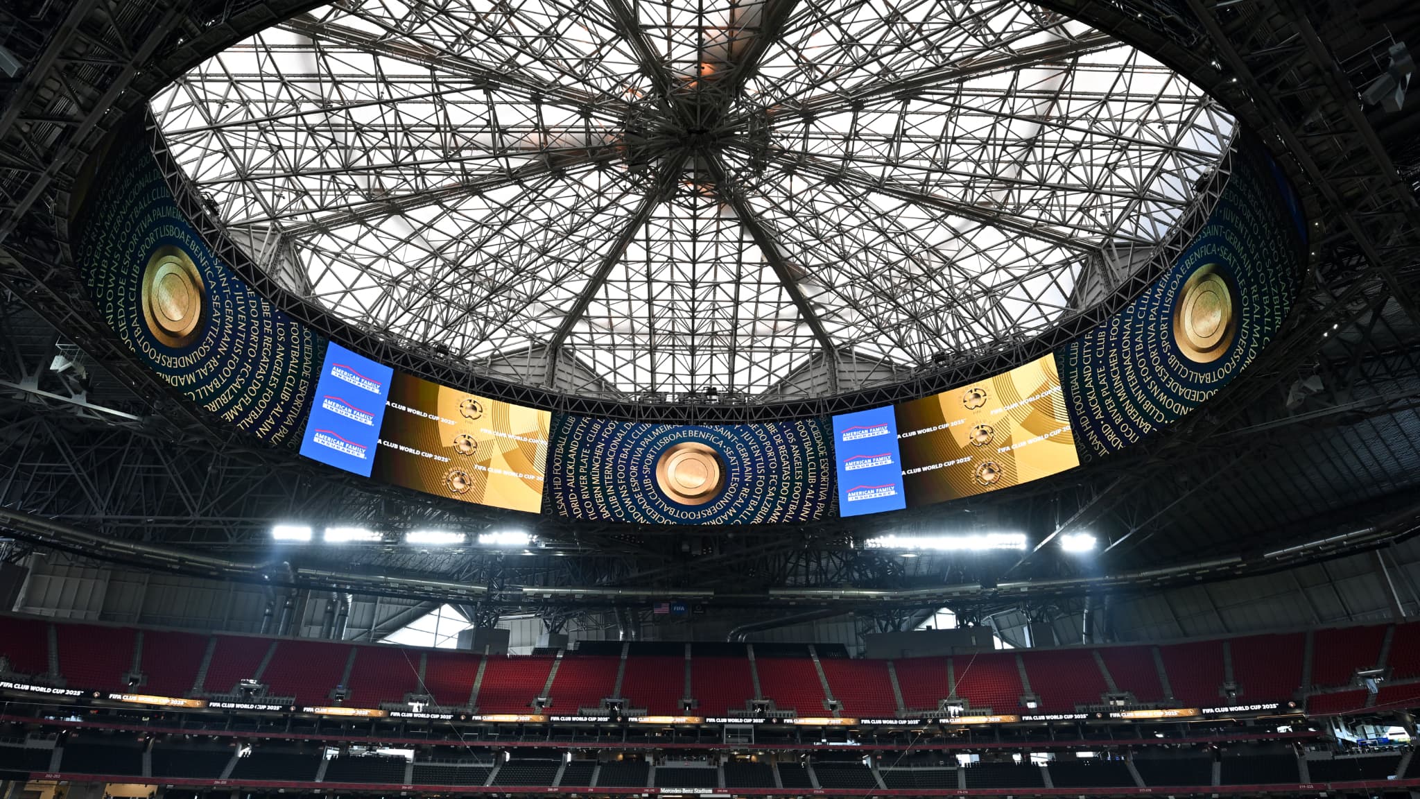 Le Mercedes-Benz Stadium avant le match PSG-Bayern Munich, le 5 juillet 2025. Le Mercedes-Benz Stadium avant le match PSG-Bayern Munich, le 5 juillet 2025.