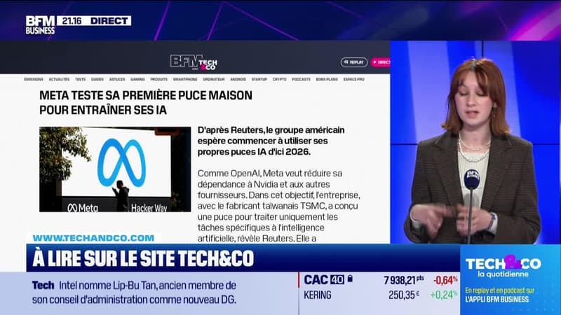 À lire sur le site Tech&Co : Meta teste sa première puce maison pour entraîner ses IA, par Salomé Ferraris - 13/03