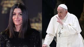 La chanteuse Jenifer (à gauche) et le pape François (à droite).