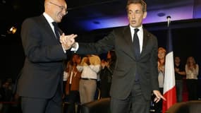 Nicolas Sarkozy (d) et Eric Ciotti le 21 octobre 2014 à Nice