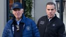 Joe Biden et son fils Hunter Biden sortant d'une librairie à Nantucket, dans le Massachusetts, le 29 novembre 2024.