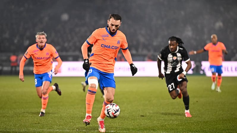 Amine Gouiri lors du match Angers-OM, 21e journée de Ligue 1, 9 février 2025
