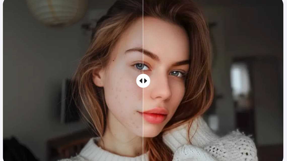 Une photo avant et après le traitement IA