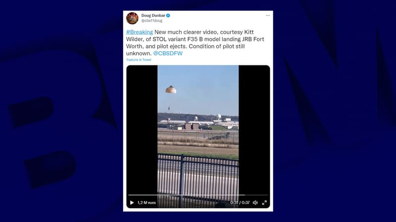 États-Unis: un pilote s'éjecte de son avion de chasse après un atterrissage raté