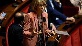 La députée du groupe Droite Républicaine Véronique Louwagie lors d'une séance de débat sur la première partie du projet de loi de finances 2025 à l'Assemblée nationale, à Paris, le 23 octobre 2024