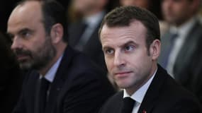 Edouard Philippe et Emmanuel Macron lors d'une réunion avec les partenaires sociaux à l'Elysée, le 10 décembre 2018