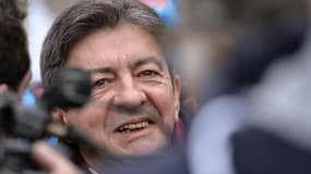 Jean-Luc Mélenchon lors d'une manifestation de soutien au peuple grec, le 15 février 2015 à Paris