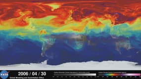 Image extraite de la visualisation " A Year in the Life of Earth's CO2" (Une année de la vie du CO2 terrestre) diffusée par la Nasa.