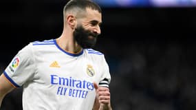 L'attaquant français du Real Madrid, Karim Benzema, lors du match de la 27e journée de LaLiga contre la Real Sociedad, le 5 mars 2022 au Stade Santiago Bernabeu