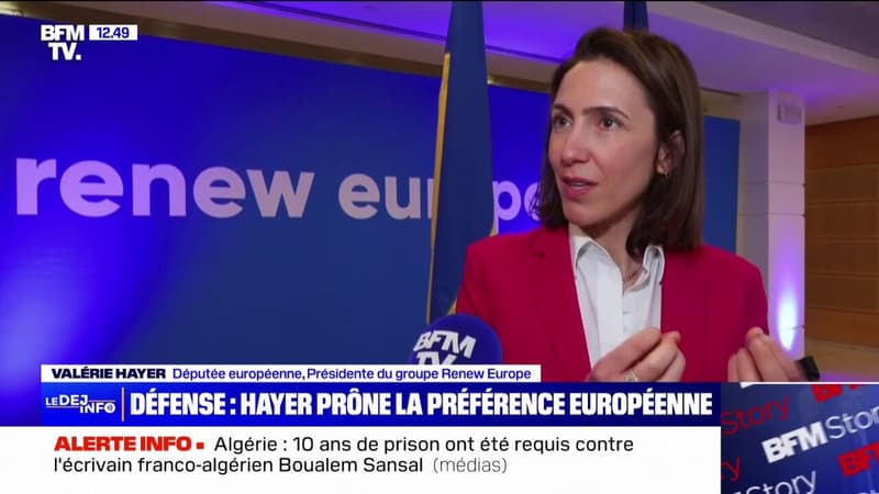 Europe de la défense: Valérie Hayer, présidente du groupe Renew au Parlement européen, défend 