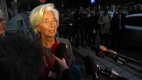 Christine Lagarde, ex-ministre de l'Economie, actuelle partronne du FMI, à la sortie de son auditon dans le cadre de l'affaire Lagarde-Tapie.
