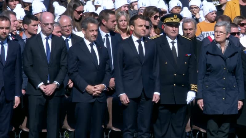 Emmanuel Macron et Nicolas Sarkozy aux Glières, le 31 mars. 