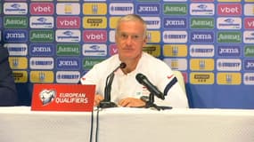 Didier Deschamps en conférence de presse, en Ukraine le 3 septembre 2021