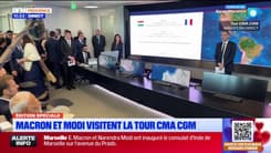 Marseille: Macron et Modi arrivent à la tour CMA CGM