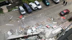 Les lieux de l'accident, après la chute de la nacelle