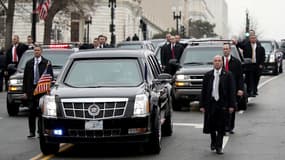 La Cadillac présidentielle transporte Donald Trump et Melania Trump, le 20 janvier 2017 à Washington DC. (Photo d'illustration)
