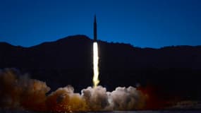 Photo d'un essai de missile hypersonique diffusée par la Corée du Nord (image d'illustration)