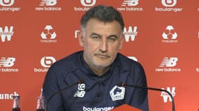 Christophe Galtier lors de la dernière conférence de presse d'avant-match de la saison du LOSC