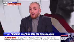 Motion de censure: "On aurait voulu être entendus avant pour ne pas avoir à la voter", indique Matthieu Valet (RN)