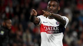 Randal Kolo Muani buteur lors de Rennes-PSG, le 8 octobre 2023.