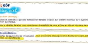 Le mail frauduleux envoyés aux clients EDF, révélé par Le Parisien le 31 janvier 2013