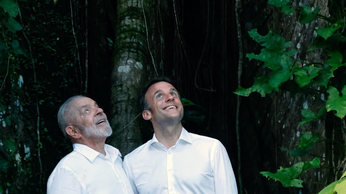 Emmanuel Macron et Lula, à Belém le 26 mars 2024