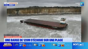 Tempête Darragh: la préfecture de Dieppe se veut rassurante après l'accident d'une barge de 120m
