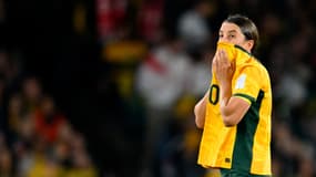 Sam Kerr lors du match Angleterre-Australie (3-1, demi-finale Coupe du monde 2023), le 16 août 2023