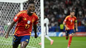 Nico Williams buteur pour l'Espagne en finale de l'Euro, 14 juillet 2024