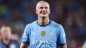 L'attaquant de Manchester City Erling Haaland en match de préparation, 30 juillet 2024