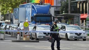 Cordon de police à Bourke Street, le 20 janvier 2017 à Melbourne, en Australie (ILLUSTRATION)