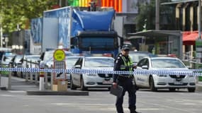 Cordon de police à Bourke Street où un conducteur a foncé sur la foule, le 20 janvier 2017 à Melbourne, en Australie