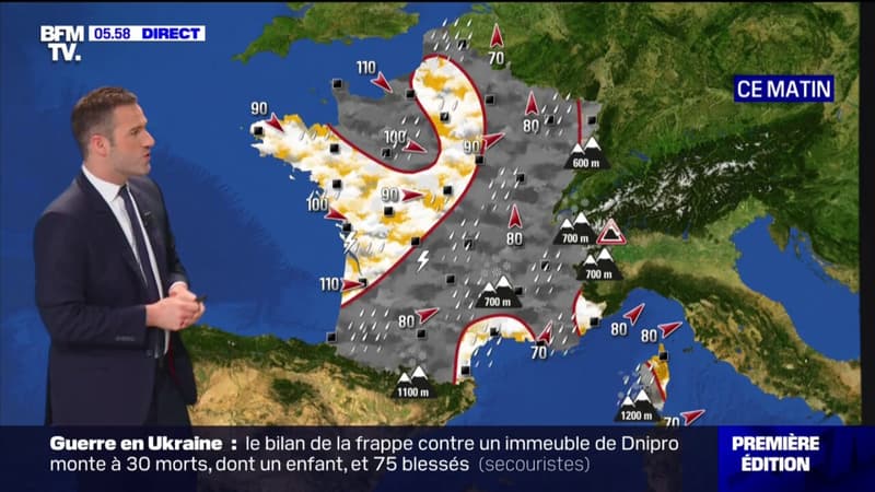 Rafales de vent et fortes pluies arrivent par l'Ouest ce lundi, liées à la tempête Gérard