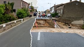 Pont effondré à Villegailhenc (Aude)