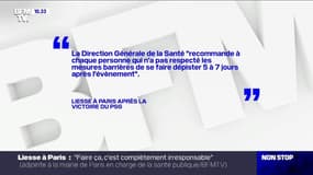 PSG: la DGS "recommande" aux supporters qui n'ont pas respecté les gestes barrières "de se faire dépister"