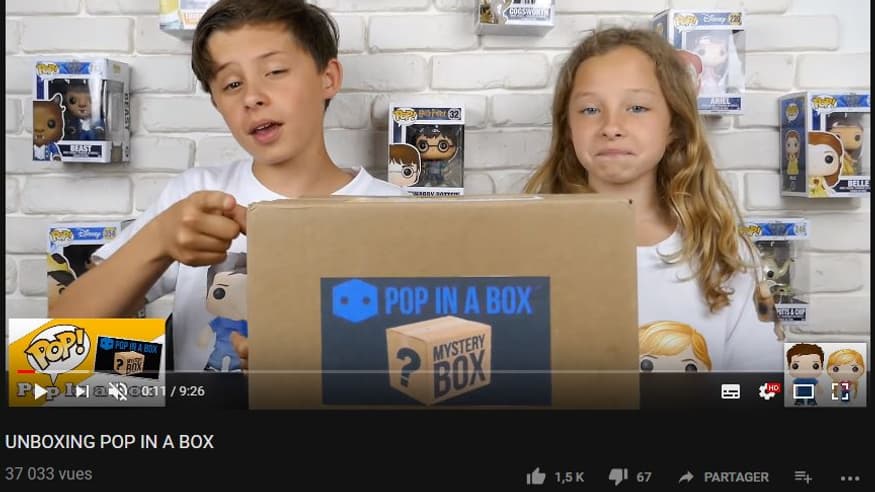 Unboxing sur la chaîne de Gabin et Lili - Pop in a box est une entreprise